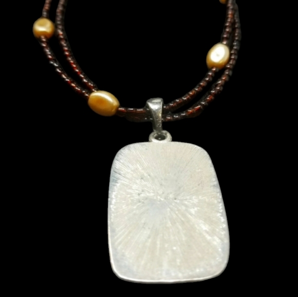 VINTAGE BROWN GLASS BEADS W/PENDANT - KENNETH COLE - Picture 8 of 8